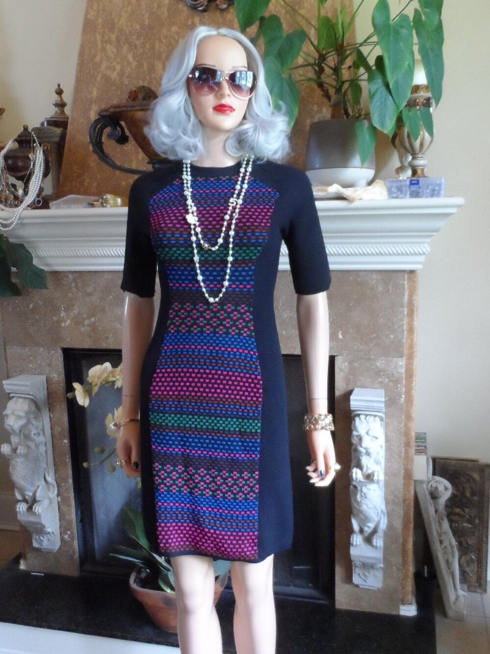 M Missoni Black Multi Knit Sheath Dress Size IT 38- US 2
